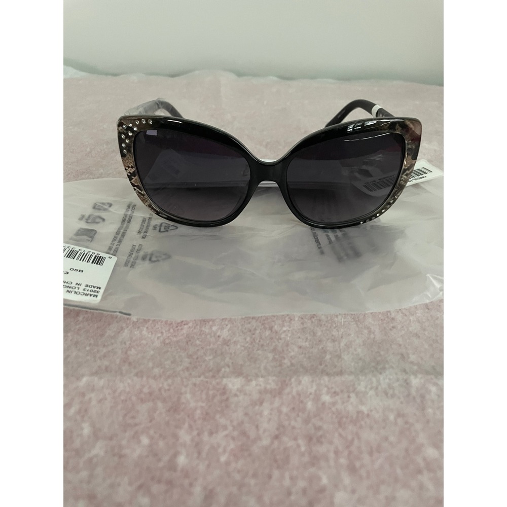 Guess Womens Black Snakeskin Rhinestone Cat Eye Sunglasses GF0383/S 05B